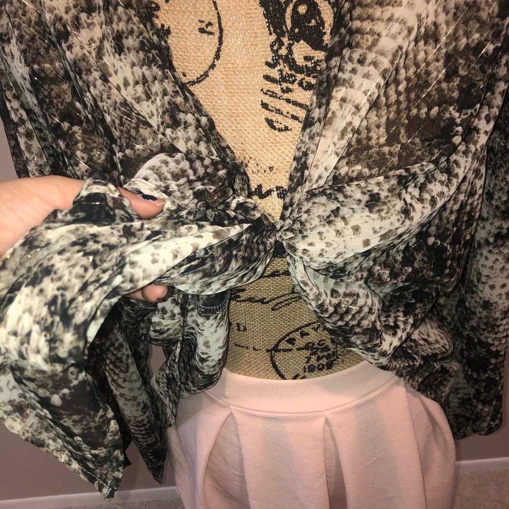 Python Print Tie Front Blouse - image 2